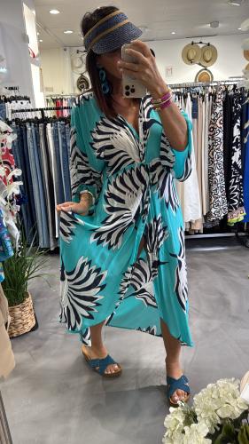 Kimono long Turquoise CLEO BLUE MLT 440866 WS