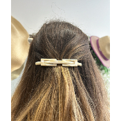 Barrette à cheveux en acétate de cellulose beige et blanc