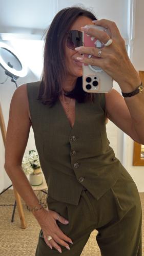 Gilet de costume sans manches kaki  M6263G MR
