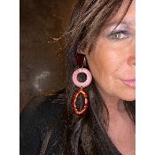 Boucles Oreilles miroir rouge et givré