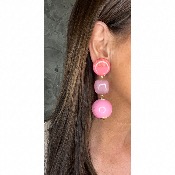 Boucles Oreilles boule rose 