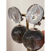 Boucles Oreilles pailleté bleu gris