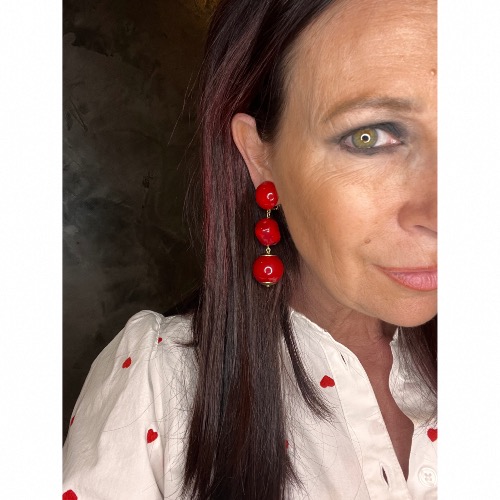 Boucles Oreilles rouge