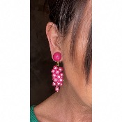 Boucles Oreilles grappe rose 