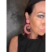 Boucles Oreilles  Cosmos rose miroir
