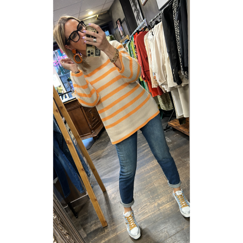Pull à rayures orange Cilla