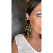 Boucles Oreilles noir et vert 