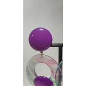 Boucles Oreilles violet et transparent