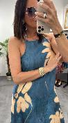 Robe longue fluide bicolore indigo M2371A MR