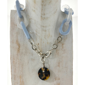 Collier maillons bleu et translucide 
