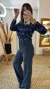 Pantalon velours côtelé bleu M8416P MR