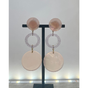 Boucles Oreilles rose pale pailletée 