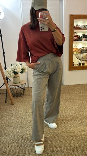 Pantalon fluide à pinces sable M8414P MR
