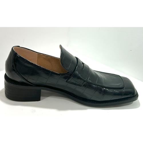 Mocassin noir CROCO MO2323