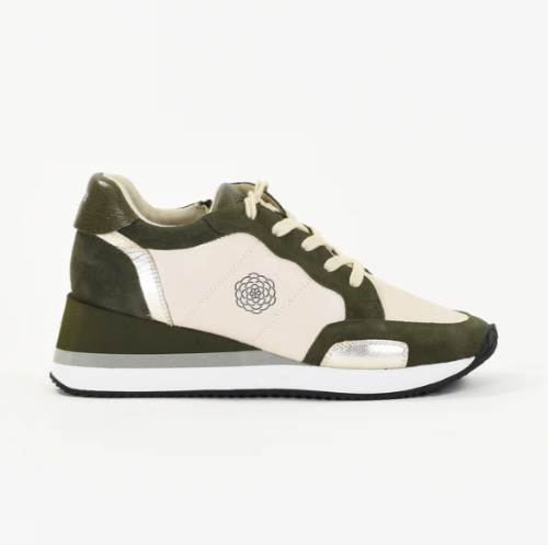 Baskets cuir DAPHNE kaki 
