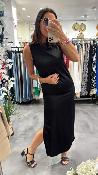 Robe longue fluide noir M2351 MR
