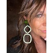 Boucles Oreilles double carré vert