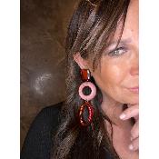 Boucles Oreilles miroir rouge et givré