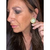 Boucles Oreilles rainbowl vert et doré