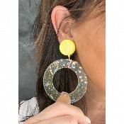 Boucles Oreilles ronde jaune transparent