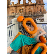 Boucles Oreilles clips orange Bora