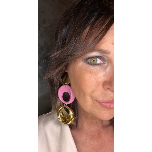 Boucles Oreilles double Evian rose doré