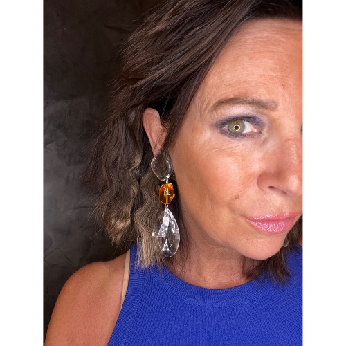 Boucles Oreilles orange transparent 