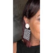 Boucles Oreilles  Dakar noir blanc