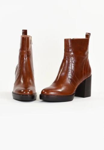 Bottines cuir à talons DAHLIA cognac 