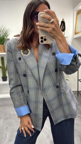 Veste Blazer oversize à carreaux bleu J720237355 IMPERIAL