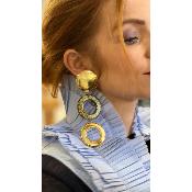 Boucles Oreilles doré et pailleté doré