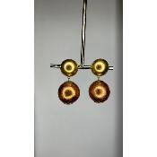 Boucles Oreilles papier maché brique et or