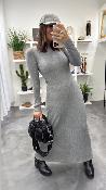 Robe longue côtelée grise SORINA G&M