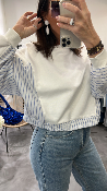 Pull bi-matière bLANC KXMA0186 KKS