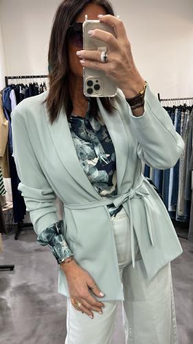Veste blazer ceinturée bleu M6213G MR