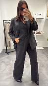 Pantalon fluide à pinces gris foncé M8414P