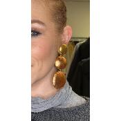 Boucles Oreilles papier mach brique et or