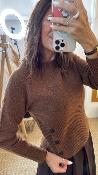 Pull manches longues col rond marron WKV055 NT