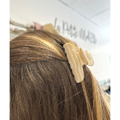 Pince à cheveux en acétate de cellulose beige et blanc S