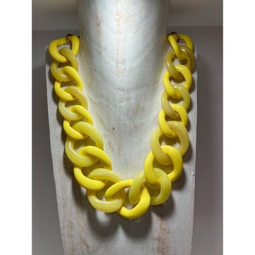 Collier gros maillons jaune