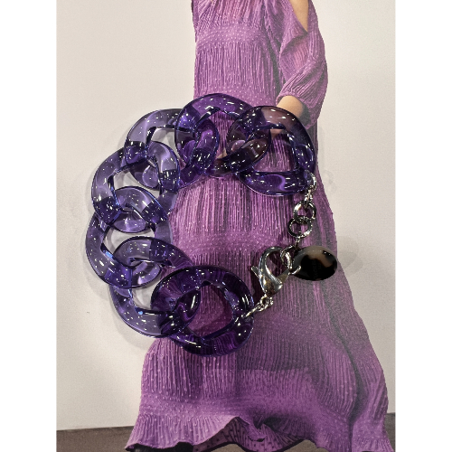 Bracelet maillons translucide violet  Alban