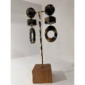 Boucles Oreilles Aden  Acétate blanc noir