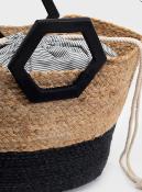Sac panier bicolore anse bois WBU022 NT