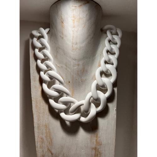 Collier gros maillons blanc