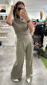 Top sans manches drapé kaki 50989129