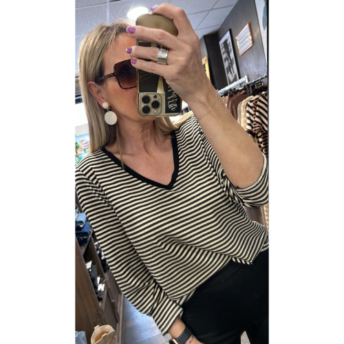 Top Marinière beige & noir Stan