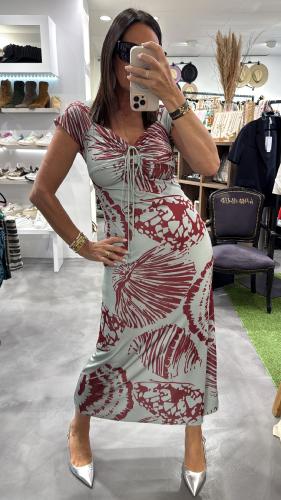 Robe longue bleu & terracotta M2389A MR