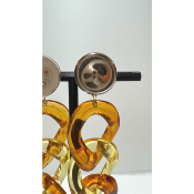 Boucles Oreilles maillons jaune orange miroir 