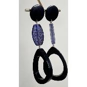 Boucles Oreilles bleu  pailleté et noir