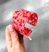 Bracelet manchette rose et orange